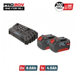 BBP9966 Starter Kit 20V,Μπαταρίες 2x6.0Ah & Διπλός Ταχυφορτιστής ,Li-Ion,4.5A