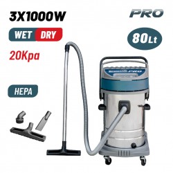 BORMANN Pro BVC7510 Σκούπα Υγρών-Στερεών 3x1000W Με Ανοξείδωτο Κάδο 80Lt